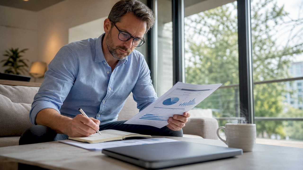 En person går igenom en SEO-analysrapport på kontoret.